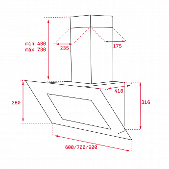 картинка Кухонная вытяжка Teka DVT 650 WHITE-SS 