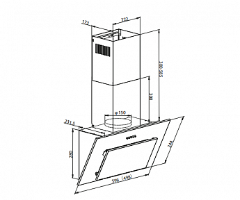 картинка Кухонная вытяжка Weissgauff Yota 500 PB BL 