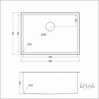 картинка Мойка для кухни Emar EMB-132 PVD Nano Satine 