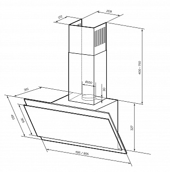 картинка Кухонная вытяжка Lex FURIA 900 BLACK 
