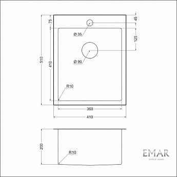 картинка Мойка для кухни Emar EMB-128A PVD Nano Golden 